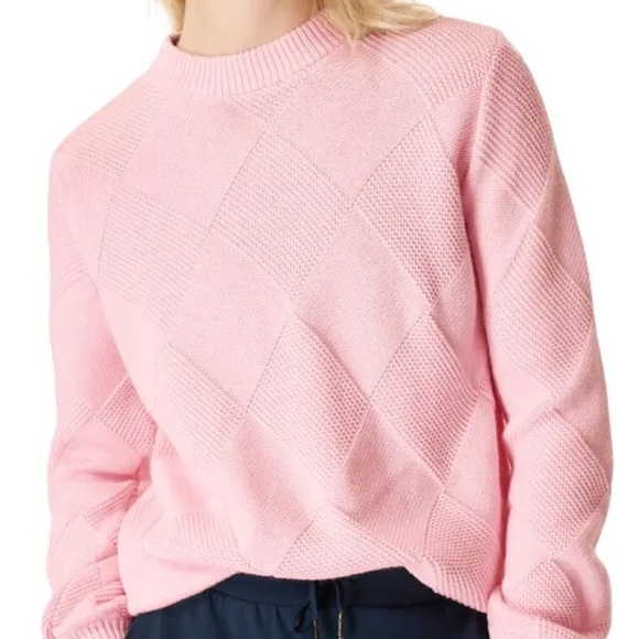 NWT Sweaty Betty Diamond Knit Cotton & Wool Sweater In Nerine Pink - size M - Picture 1 of 7